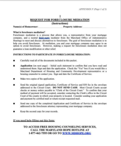 Request for Foreclosure Mediation form